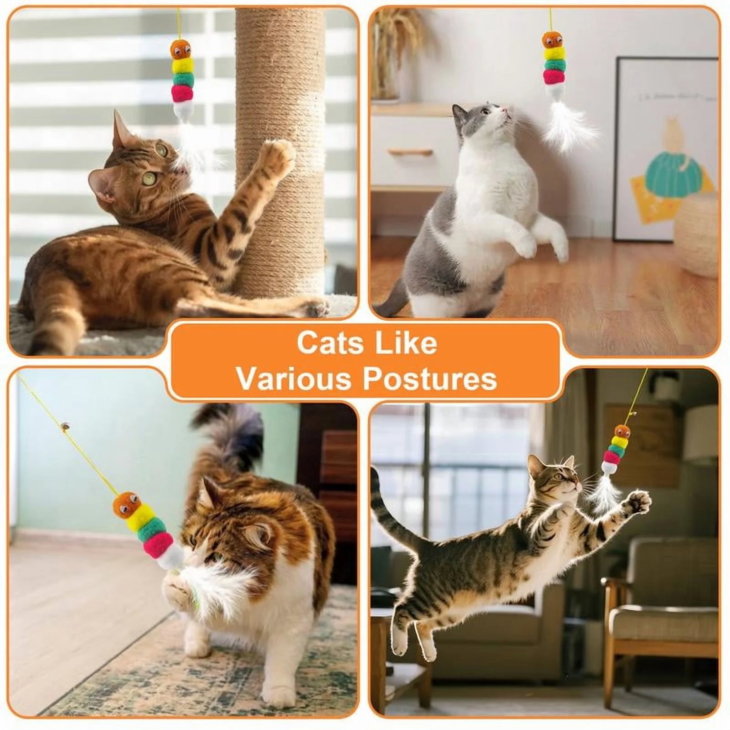 Interactive Hanging Door Cat Toy, USB Rechargeable Electric Bird Teaser for Indoor Cats, Self Play Exercise Toy for Boredom Relief, Blue