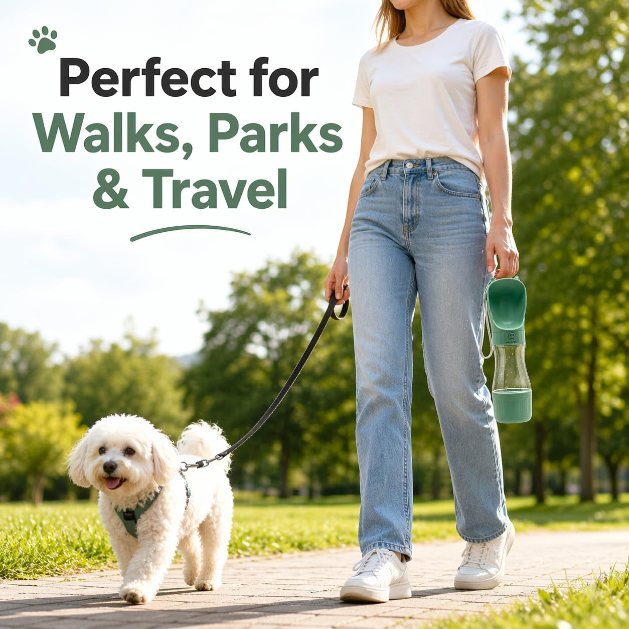 Portable Dog Water Bottle, Leak Proof Pet Water Dispenser for Walking, Travel, Hiking and Outdoor Use. Twist to Dispense Water. Twist Back to Lock in Spill Proff.