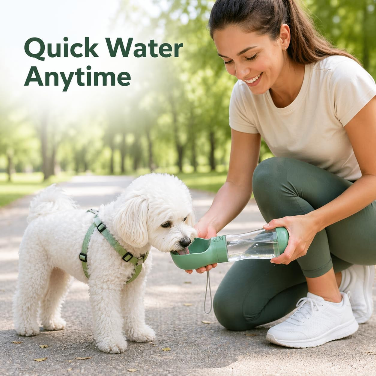 Portable Dog Water Bottle, Leak Proof Pet Water Dispenser for Walking, Travel, Hiking and Outdoor Use. Twist to Dispense Water. Twist Back to Lock in Spill Proff.