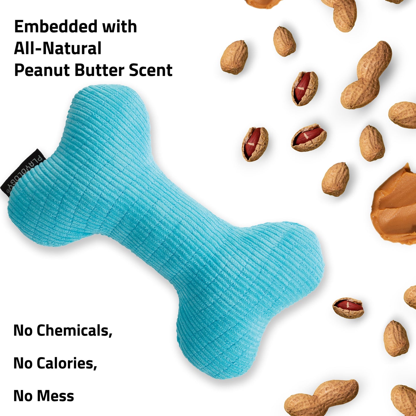 Dog Toys | Plush Squeaky Bone, Peanut Butter Scented Toy - Jumbo