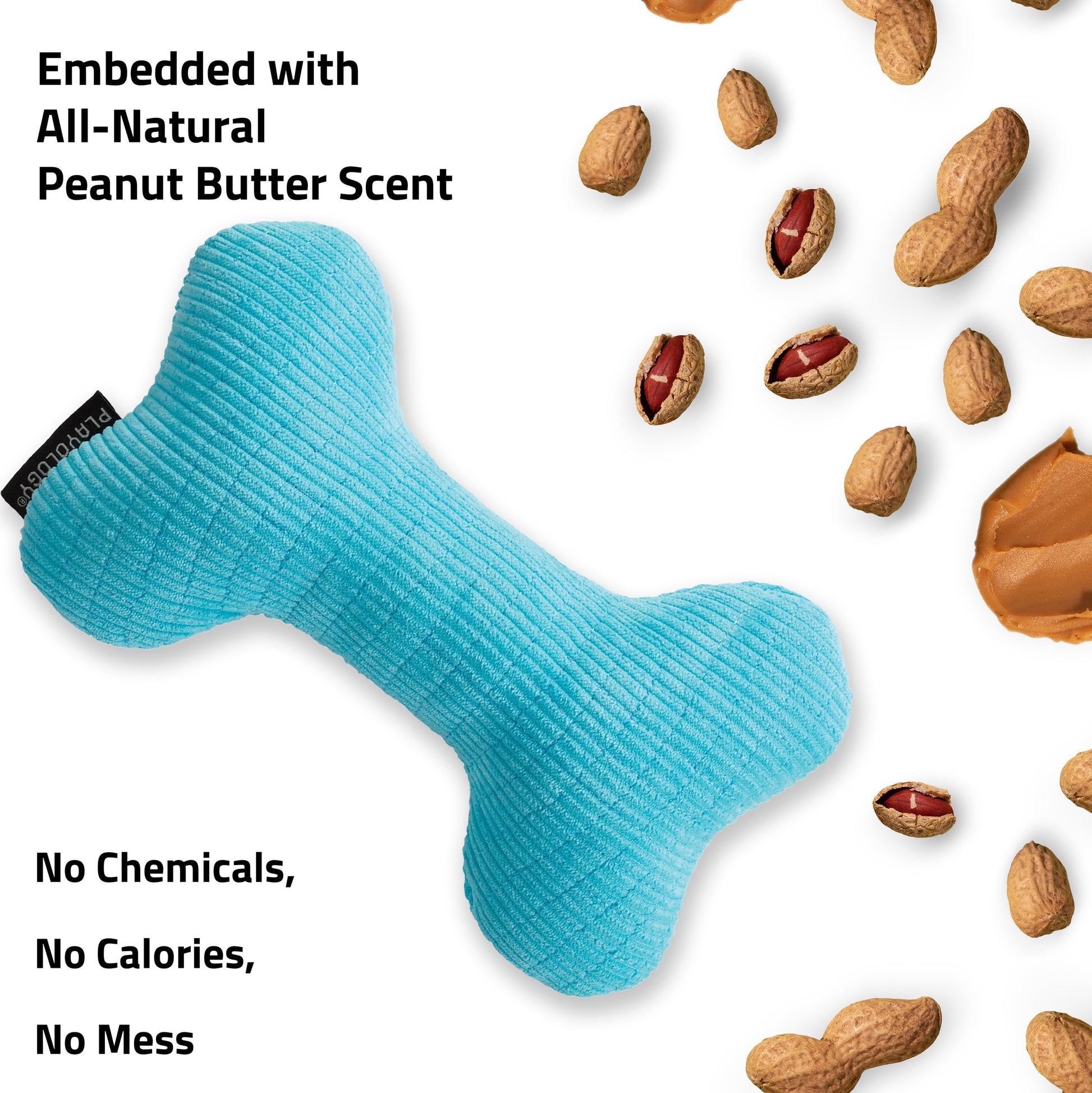 Dog Toys | Plush Squeaky Bone, Peanut Butter Scented Toy - Jumbo
