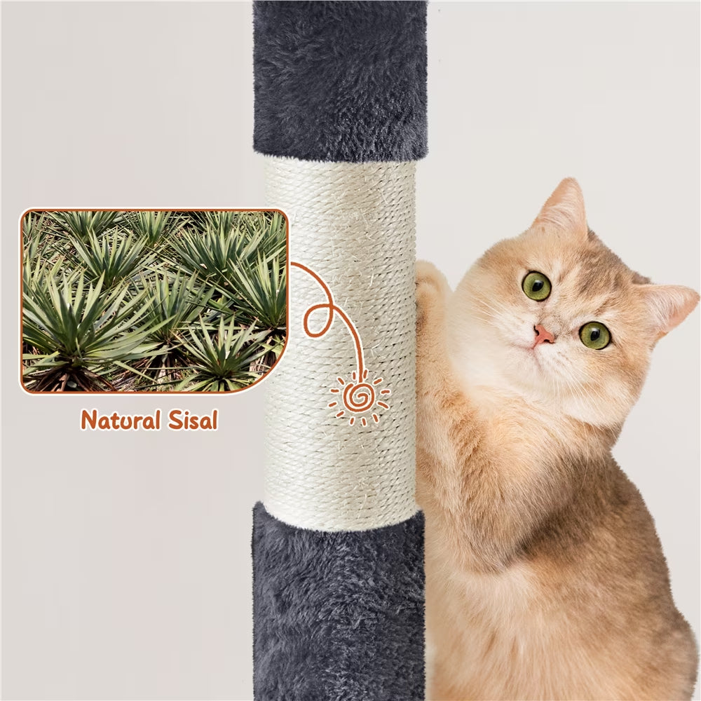 76"H Large Multilevel Cat Tree Tower with Condos and Perches, Dark Gray