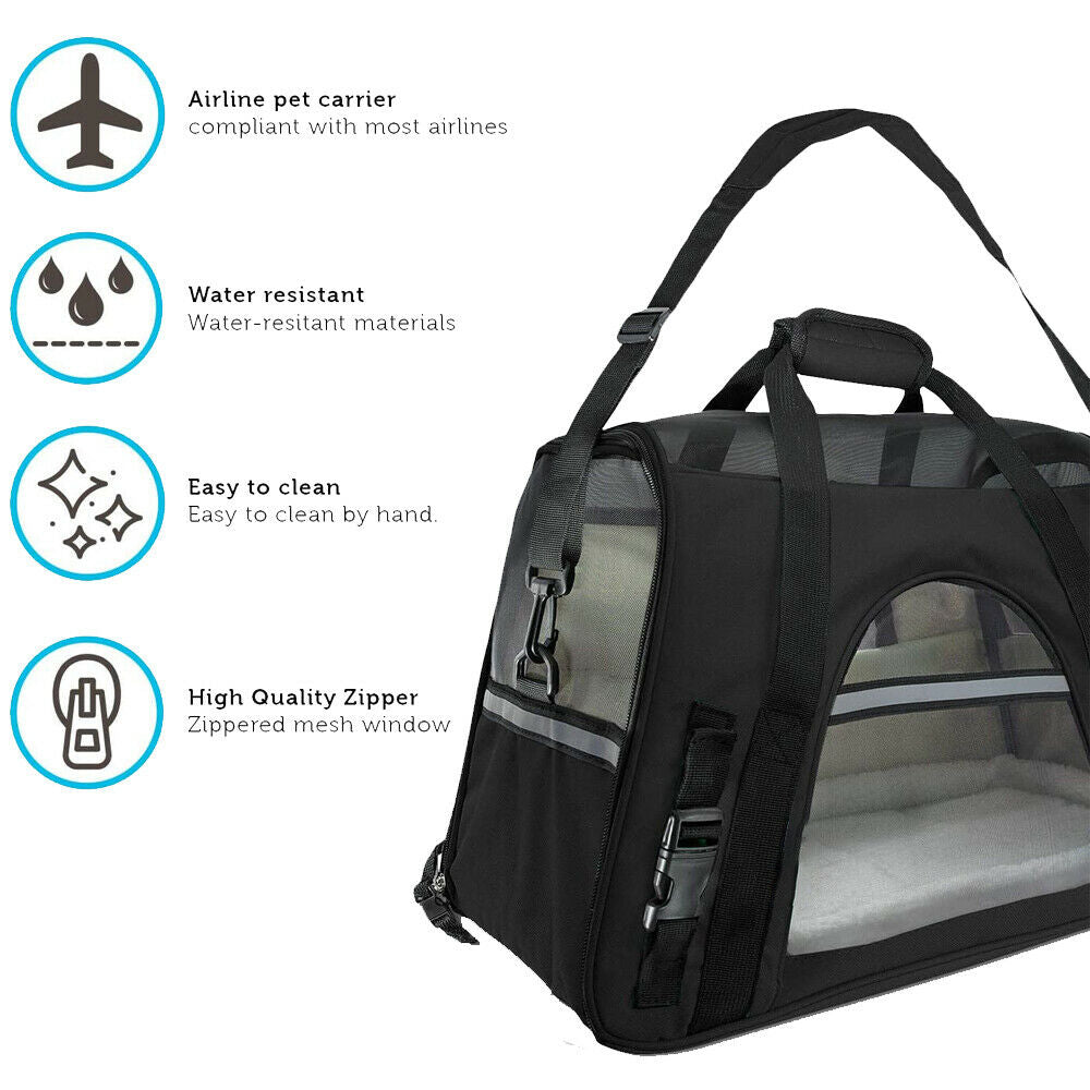 Pet Carrier Bag Travel Case Airline Approved Soft Sided Comfort Bag for Dog Cat