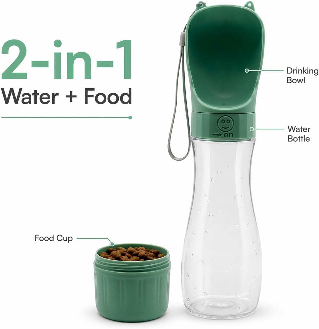 Portable Dog Water Bottle, Leak Proof Pet Water Dispenser for Walking, Travel, Hiking and Outdoor Use. Twist to Dispense Water. Twist Back to Lock in Spill Proff.