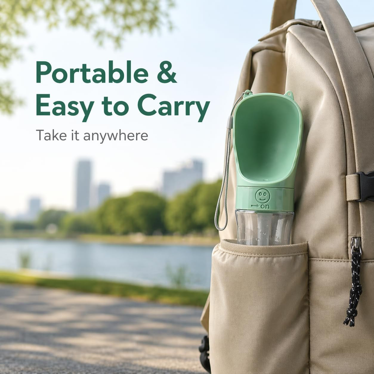 Portable Dog Water Bottle, Leak Proof Pet Water Dispenser for Walking, Travel, Hiking and Outdoor Use. Twist to Dispense Water. Twist Back to Lock in Spill Proff.